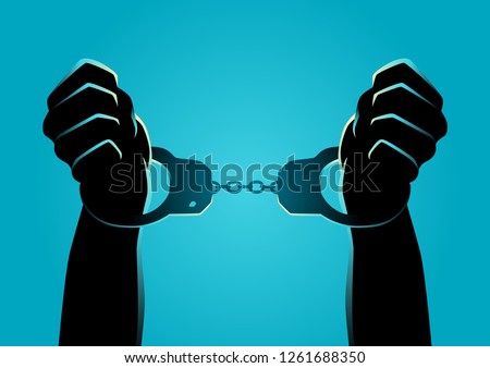 Silhouette illustration of hands in handcuffs