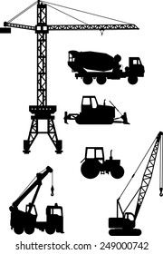 Silhouette illustration of heavy equipment and machinery