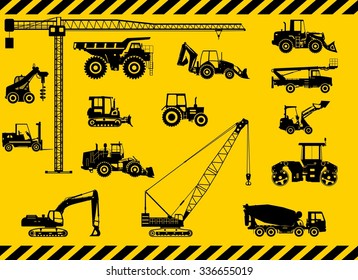 Silhouette Illustration Of Heavy Equipment And Machinery