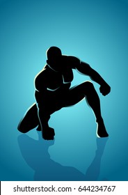 Silhouette Illustration Of Heroic Pose