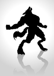 Silhouette Illustration Of A Howling Werewolf