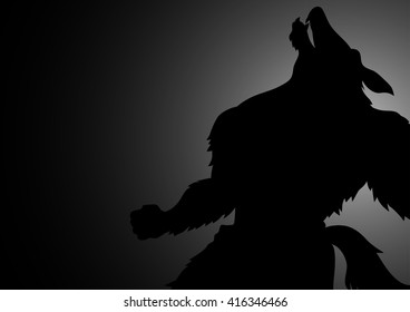 Silhouette illustration of howling werewolf