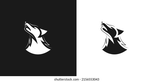 silhouette illustration of Howling Wolf logo design