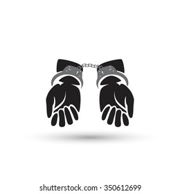 Silhouette Illustration Of Human Hands Handcuffed