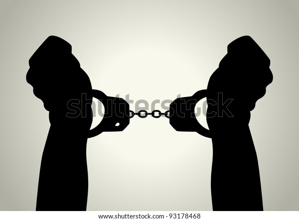 Silhouette Illustration Human Hands Handcuffed Stock Vector Royalty Free 93178468 4605