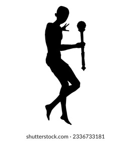 Silhouette illustration of human pose using fantasy weapon 6