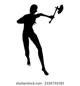 Ilustración de silueta de la pose humana usando un arma de fantasía 2