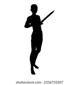Silhouette Illustration der menschlichen Pose mit Fantasiewaffe 31