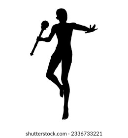 Silhouette illustration of human pose using fantasy weapon 1