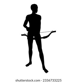 Silhouette illustration of human pose using fantasy weapon 14