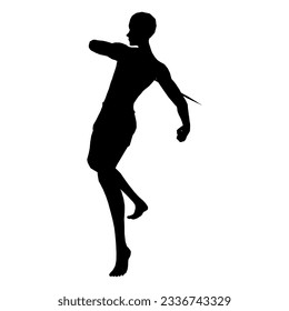 Silhouette Illustration der menschlichen Pose mit Fantasiewaffe 45