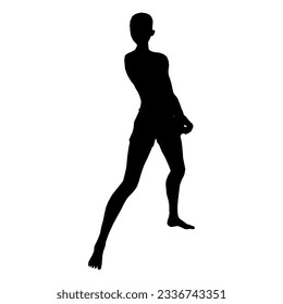 Silhouette illustration of human pose using fantasy weapon 37