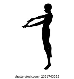 Ilustración de silueta de la pose humana usando arma de fantasía 40