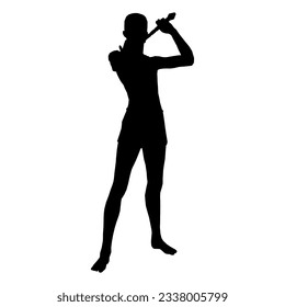 Silhouette-Illustration der menschlichen Pose mit Fantasiewaffe 116