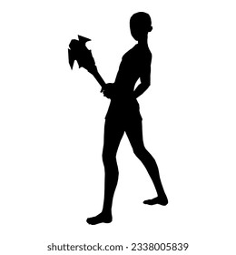Silhouette Illustration der menschlichen Pose mit Fantasiewaffe 98