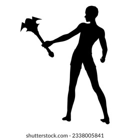 Silhouette Illustration der menschlichen Pose mit Fantasiewaffe 97