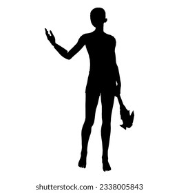Ilustración de silueta de la pose humana usando arma de fantasía 96