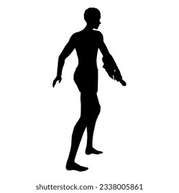 Ilustración de silueta de la pose humana usando arma de fantasía 86