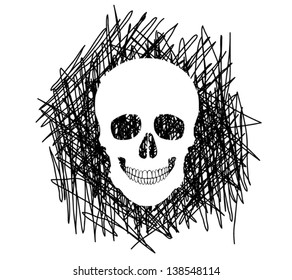 Silhouette Illustration of a human skull. Vector illustration.