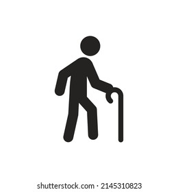 Silhouette illustration of an icon of a grandfather walking with the help of a cane used in applications, websites and digital. - Powered by Shutterstock - Get 15% off with code: PIKWIZARD15