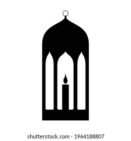 silhouette illustration of an Islamic lantern. Lantern icon logo.