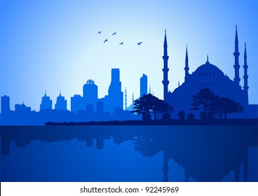 Silhouette Illustration of Istanbul skyline