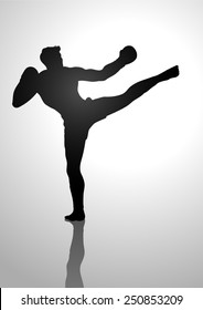 Silhouette illustration of a kick boxer