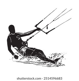 Silhouette illustration of a Kite Surfer.