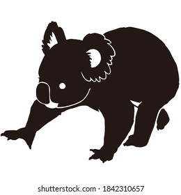 Ilustración de silueta de un koala. Ilustración vectorial en un fondo blanco.