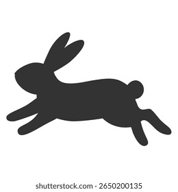 Silhouette illustration of a leaping rabbit in side view

