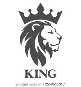 A silhouette illustration of a lion's head with the text "Lion" below it. The lion's head is in the shape of a crown. The background is white.