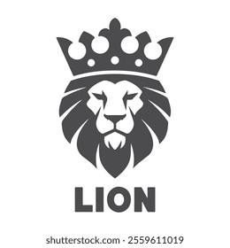 A silhouette illustration of a lion's head with the text "Lion" below it. The lion's head is in the shape of a crown. The background is white.