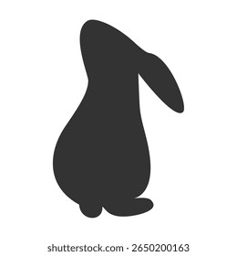 Silhouette illustration of a lop-eared rabbit sitting in side view

