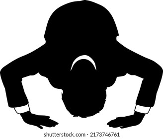 Silhouette illustration of a male businessman sitting on the ground
