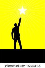 Silhouette Illustration Of A Male Figure Reaching Out For The Star