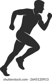 Silhouette illustration of male runner in running postures.