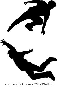 Silhouette illustration of a man doing parkour