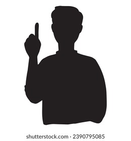 Silhouette Illustration eines Mannes, der einen Punkt erklärt und die Nummer 1 mit dem Finger zeigt