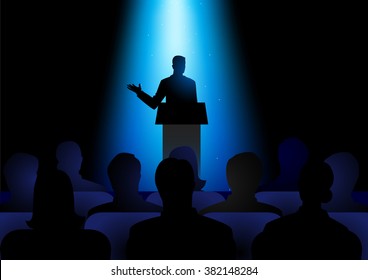 Silhouette Illustration Man Figure Giving Speech Stock Vector (Royalty ...
