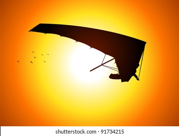 Silhouette illustration of a man figure gliding