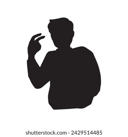 Silhouette illustration of a man gesturing that he is watching you ,watching you	