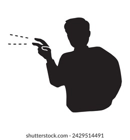 Silhouette illustration of a man gesturing that he is watching you ,watching you	