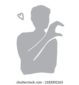 Silhouette illustration of a man making a half heart gesture.