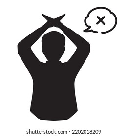 Silhouette illustration of a man making an "NG" gesture