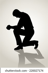 Silhouette illustration of a man praying