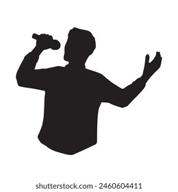 Silhouette illustration of a man singing pleasantly or making a speech black　