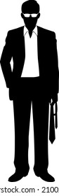 Silhouette illustration of a man standing with his tie removed