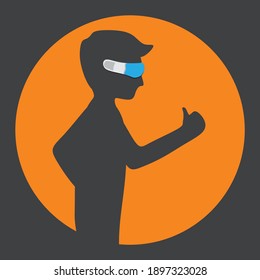 Silhouette illustration man using VR technology