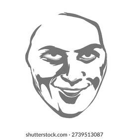 silhouette illustration of a man's face with an expression without a background