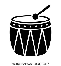 Silhouette illustration of a marching snare drum and drumstick